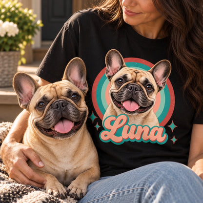 Uroczy buldog i koszulka Luna