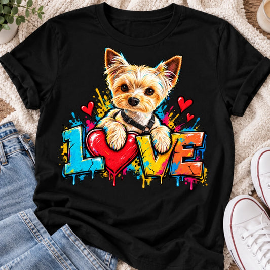 Kolorowa koszulka LOVE z Yorkiem